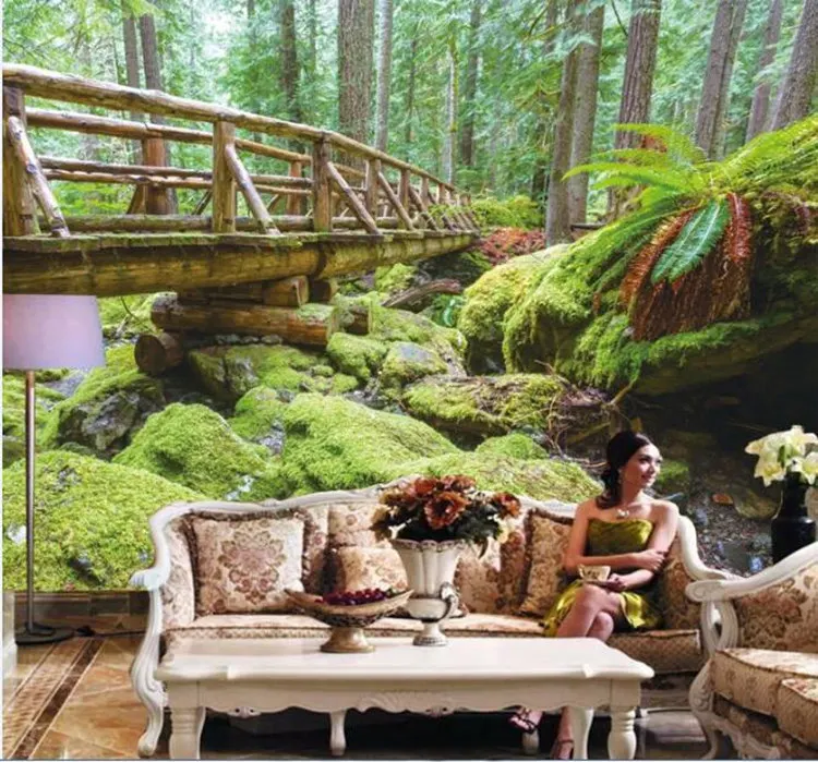 

mural forest landscape stereoscopic papel de parede 3D wallpaper living room bedroom TV background wall Home Decor Wallpaper