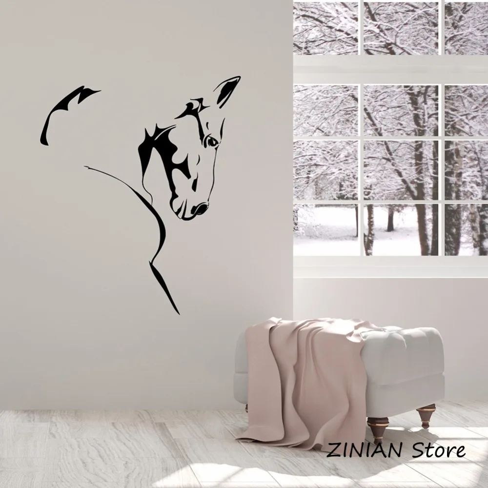 Horse Head Wall Stickers Bedroom Animal Vinyl Decals Abstract Modern Room Decor Sticker Wallpaper Living Room Decoration Z113