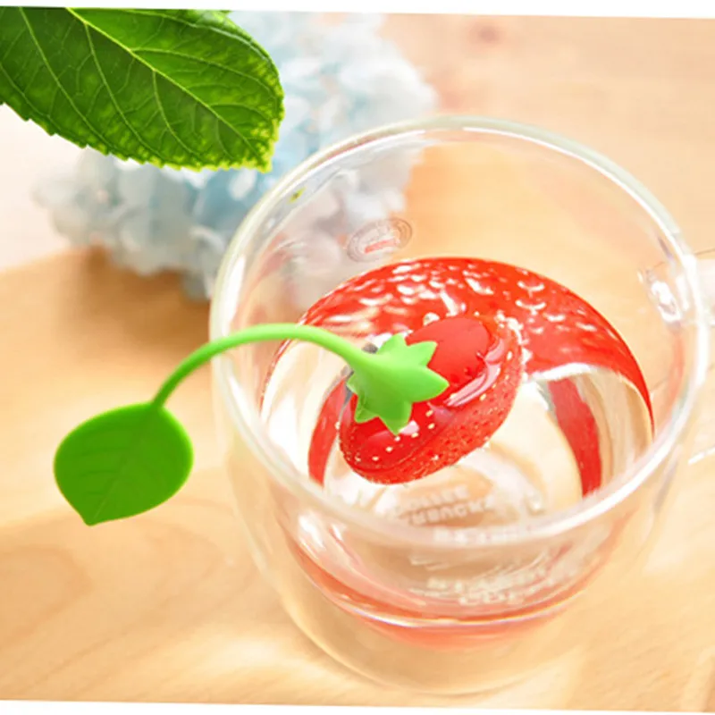 Kitchen Supplies Tea Strainer Non-toxic Strawberry Shape Silicone Tea Infuser Tea Bag Teapot Accessory