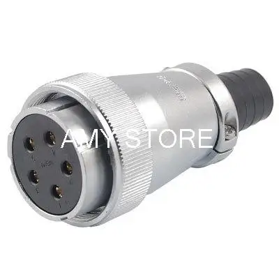 Metal Straight Female 3.5mm Dia 5 Pins Aviation Cable Connector Plug