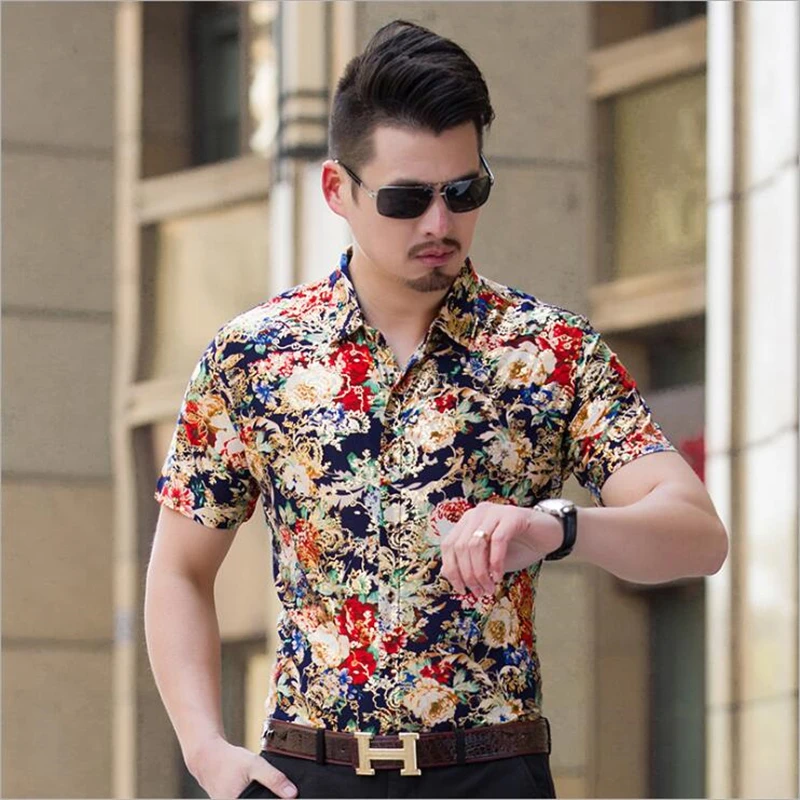 High-Quality Soft Comfortable Casual Short Sleeved Camisa Masculina Summer 2023 New Bronzing Printing Fashion Boutique Shirt Men