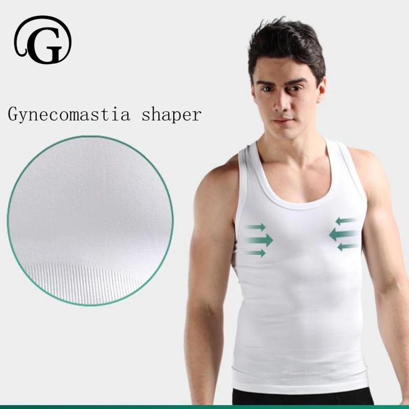 Men Correct Posture Body Shaper Male Chest Binder Tops Slimming Belly Compression Seamless Vest