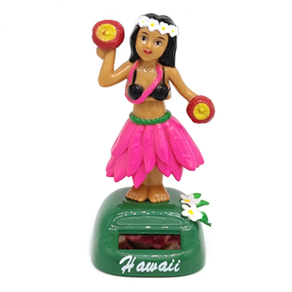 Solar Power Dancing Doll Toy Auto Interior Decor Shaking Head Hawaii Swinging Animated Girl Car-styling Ornament Car Accessories