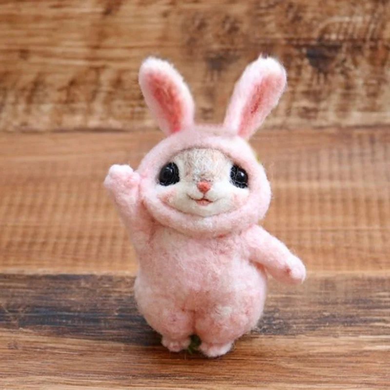 Non-Finished Kit Creative Popular Cute Pets Mouse Rabbit Squirrel Wool Felting Toy Doll Wool Felt Poked Kitting DIY Package Gift