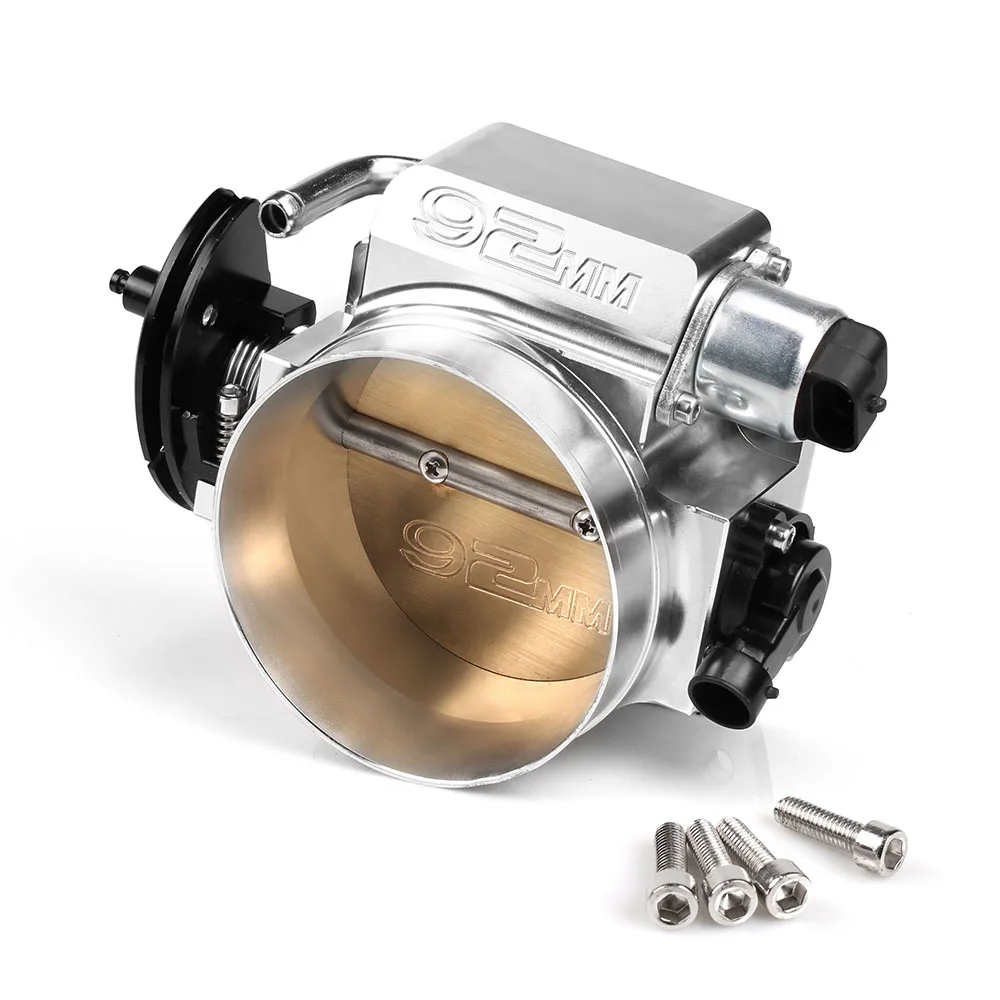 RASTP-High Quality 92mm Throttle Body with TPS Throttle Position Sensor Idle Air Control Silver Black RS-THB001-92mm