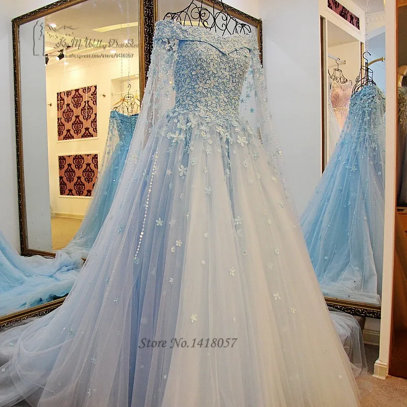 Azul do vintage branco princesa vestido de casamento renda arábia saudita muçulmano dubai vestidos de noiva vestidos de noiva vestidos de luxo