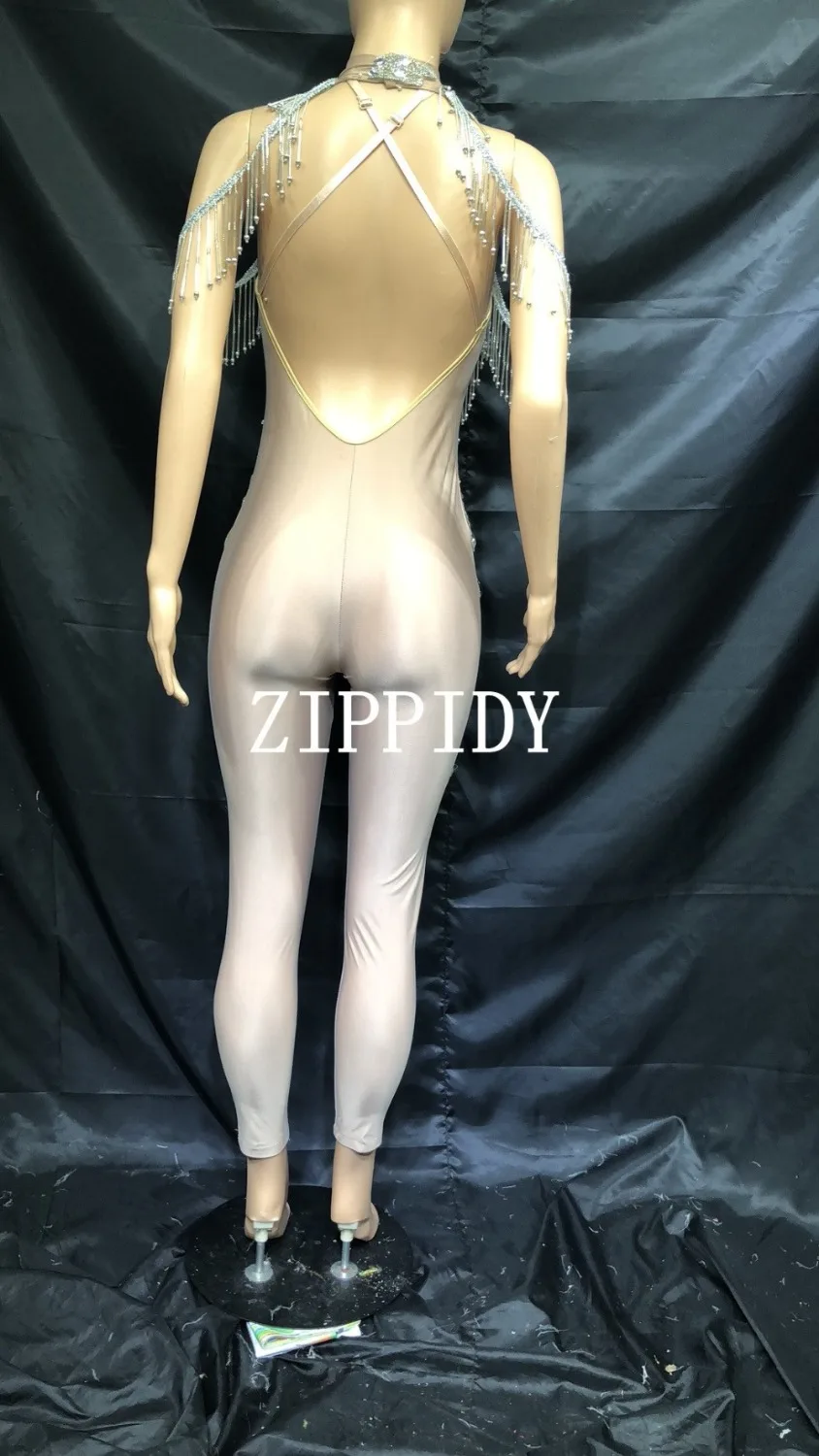 Bodysuit sexy cristal grande, traje feminino de esticar, pedra de vidro, para festa, boate