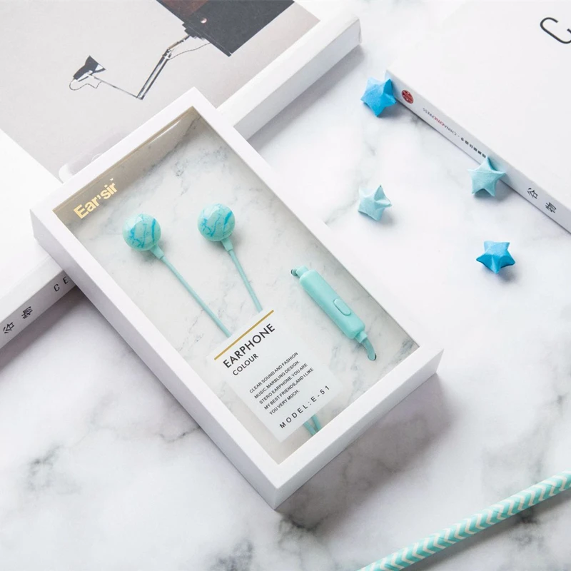 جميل الرخام الكرتون سماعات ستيريو الموسيقى العالمي سدادات الأذن هيئة التصنيع العسكري ل Xiaomi Mp3 الاطفال فتاة هدية