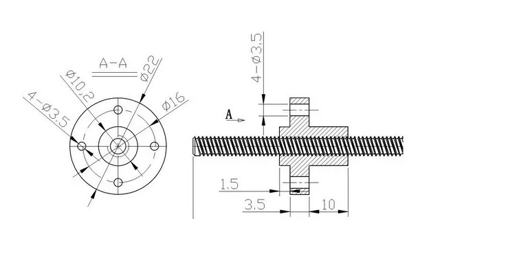 Trapezoidal Lead Screw  THSL-550-1D Length 550mm T-type Stepper Motor  3D Printer CNC Parts 8MM Thread 1mm with  T8 Copper Nut