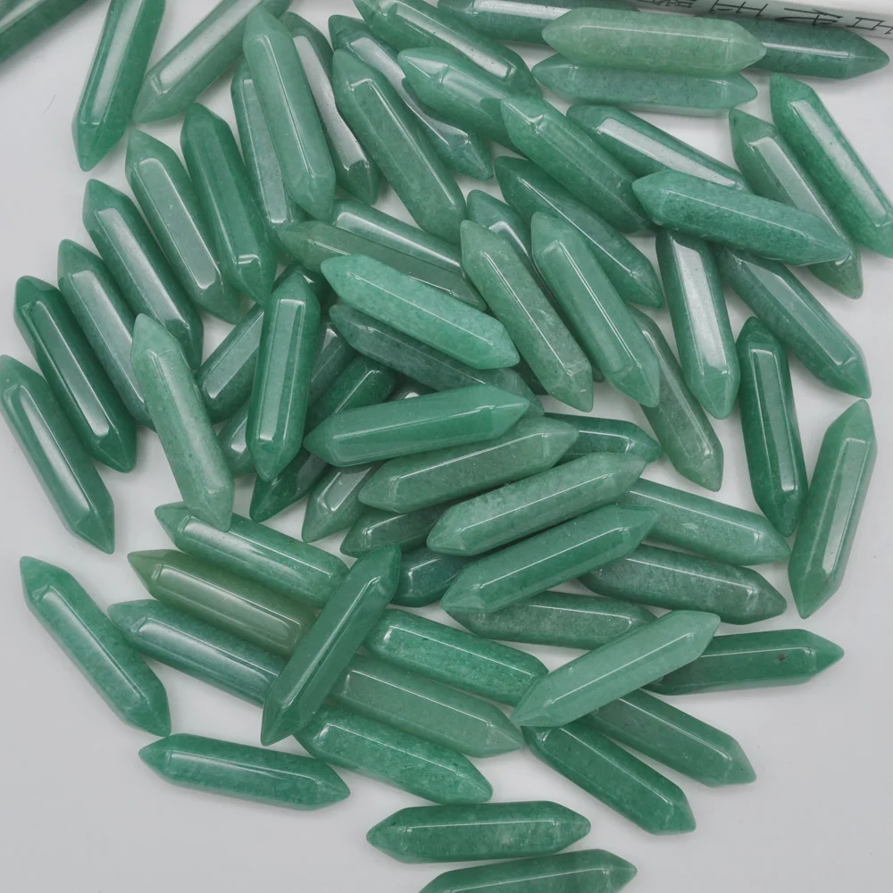 35x8MM Green Aventurine Cabochon CAB Crystal Pillar Jewelry For Woman Gift Pendant Making (10 pcs/lot) H210