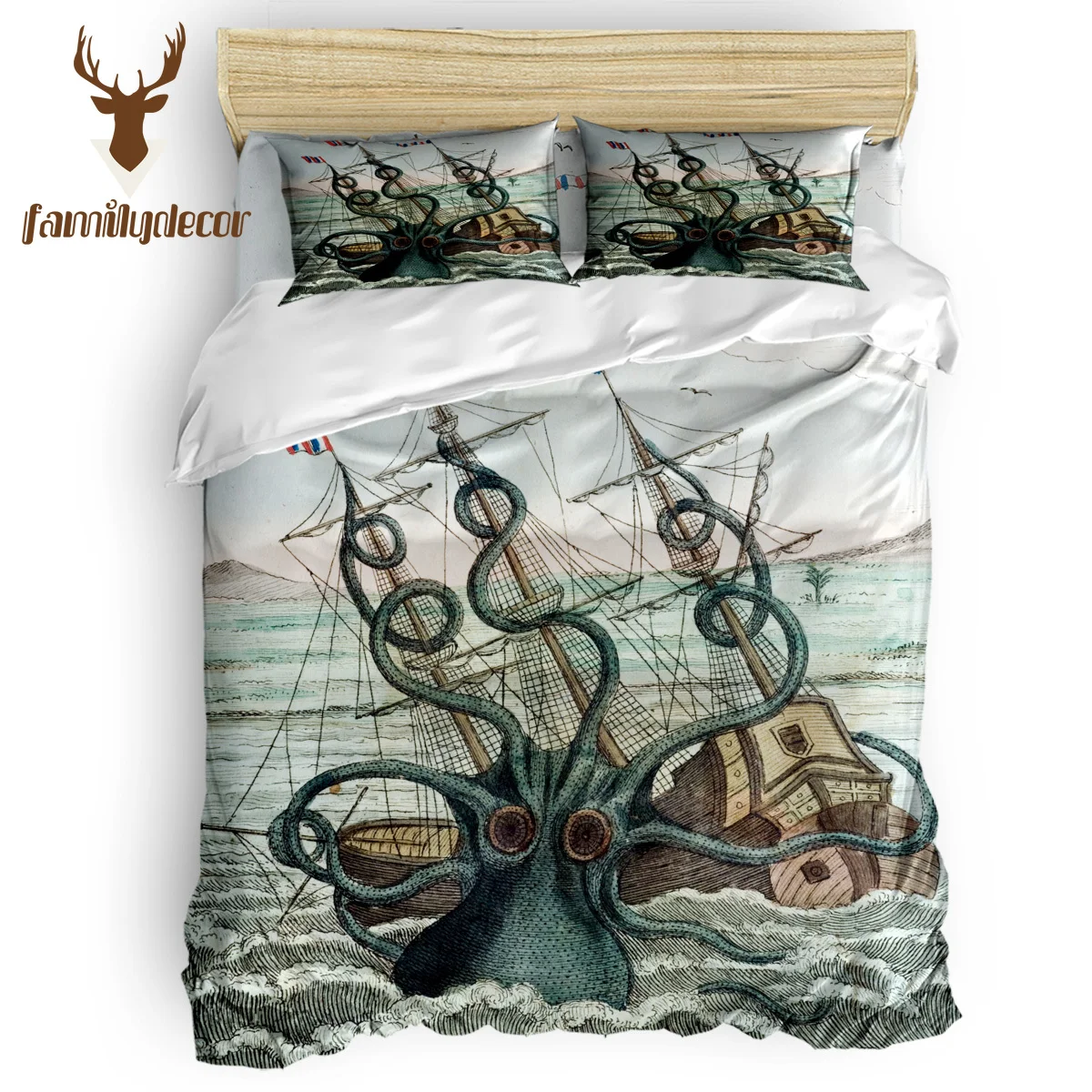 FamilyDecor DHL Free Shipping Sea Octopus Cthulhu Bedding Sets Duvet Set Covers 4 Pcs Comforter Cover Set 4 Piece Bedding Sets