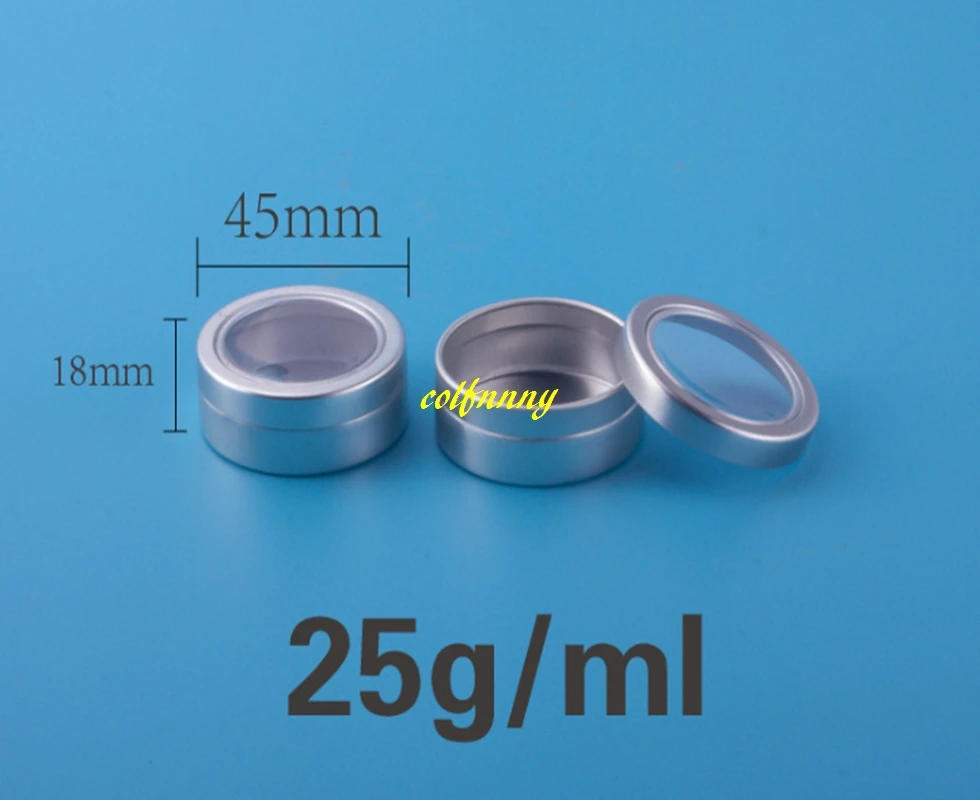 500pcs/lot 25g Aluminum Cosmetic Cream Jar Window Cap 25ML Metal Jars Aluminum Box Packing Tins Container