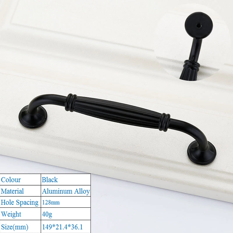 Black Aluminium Alloy Door Handles Wardrobe Drawer Pull Kitchen Cabinet Knobs Handles for Furniture Handles Hardware Accessories