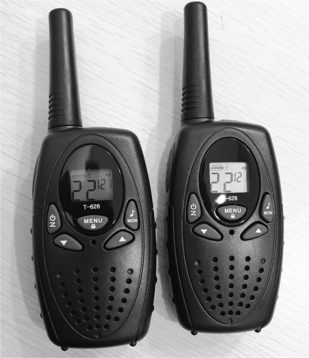 T628 1 Watt long range black 2pcs walkie talkie radio scanner FRS GMRS 2 way CB radios UHF PTT VOX transmitter PMR for kids