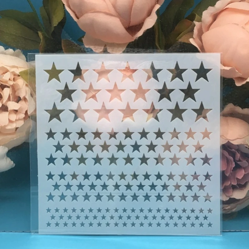 Plantillas de capas DIY con textura de estrellas, pintura de pared, álbum de recortes para colorear, álbum de relieve, plantilla de tarjeta de papel