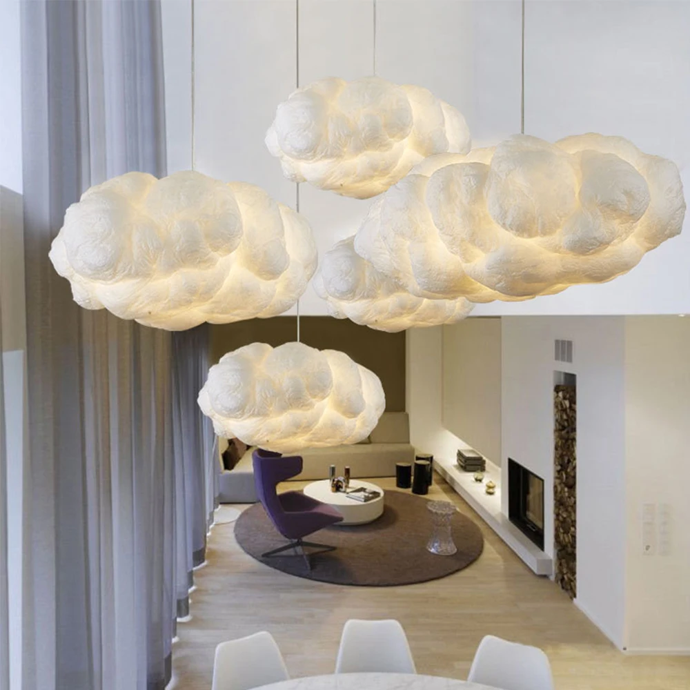 Nordic Clouds Pendant Lights Silk Lamp Dark Clouds Hanglamp Personality Decorate Hanging Light For Hotel Lobby Restaurant