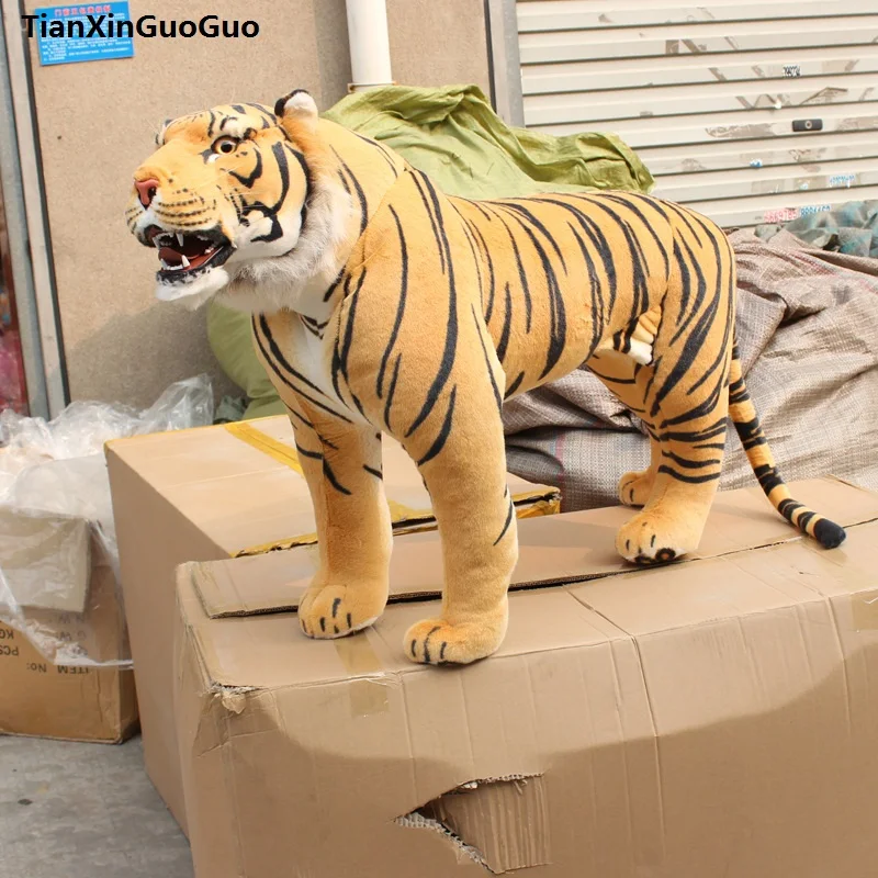 

simulation tiger plush toy large 110x75cm yellow standing tiger doll birthday gift s0464