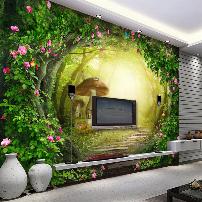 beibehang papel de parede,Rose Flower Vine Aesthetic Forest TV Wall Background Wallpaper Mural Living Room Sofa Bedroom Custom