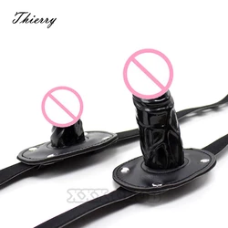 Thierry Leather Harness Penis Gag During Sexual Bondage ,Roleplay and Adult Erotic Play for Couples,Dildo Gag Sex Toys for Games