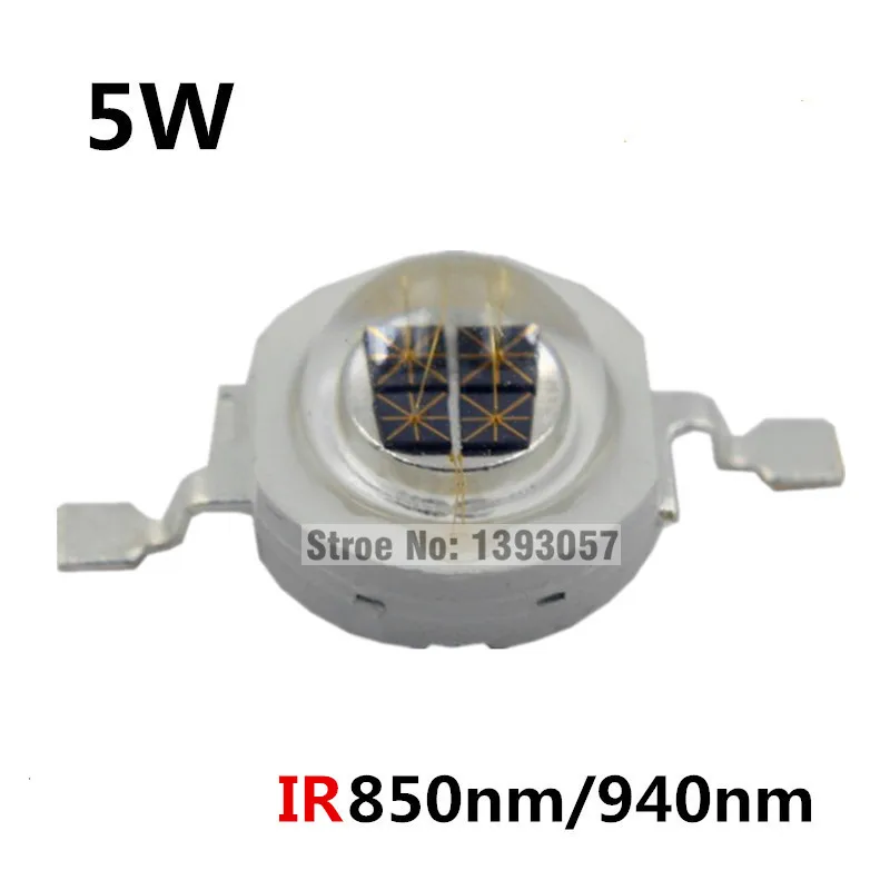 Puce LED infrarouge haute puissance, émetteur de lumière, perle COB, vision nocturne, caméra CCTV, 850nm, 940nm, IR, 3W, 5W, 850, 940 nm