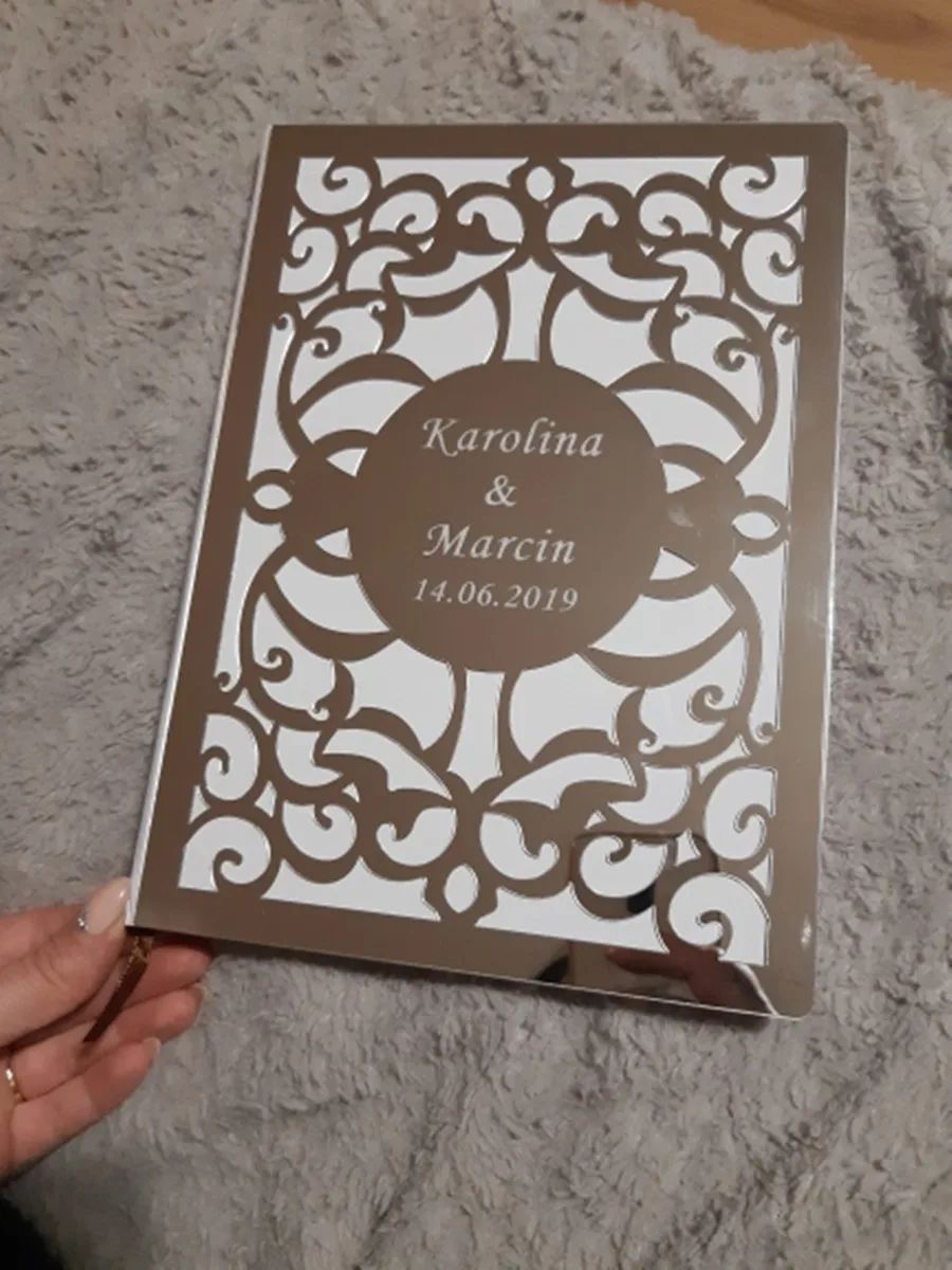 Custom Mirrored Engraved Wedding Signature Guest Book ,Personalized Wedding Check in Books Party Decor Favors 26X19cm Album