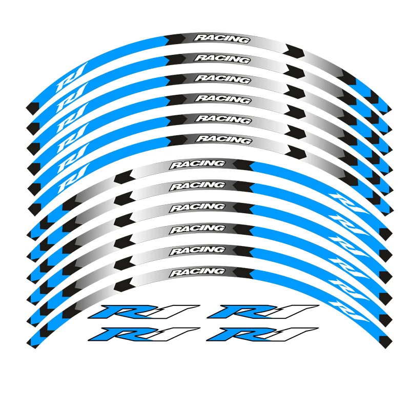 Sıcak satış 7 renk YAMAHA YZF R1 motosiklet tekerlek çıkartmaları yansıtıcı çıkartmalar jant çizgili YZF R1 motosiklet 17 inç