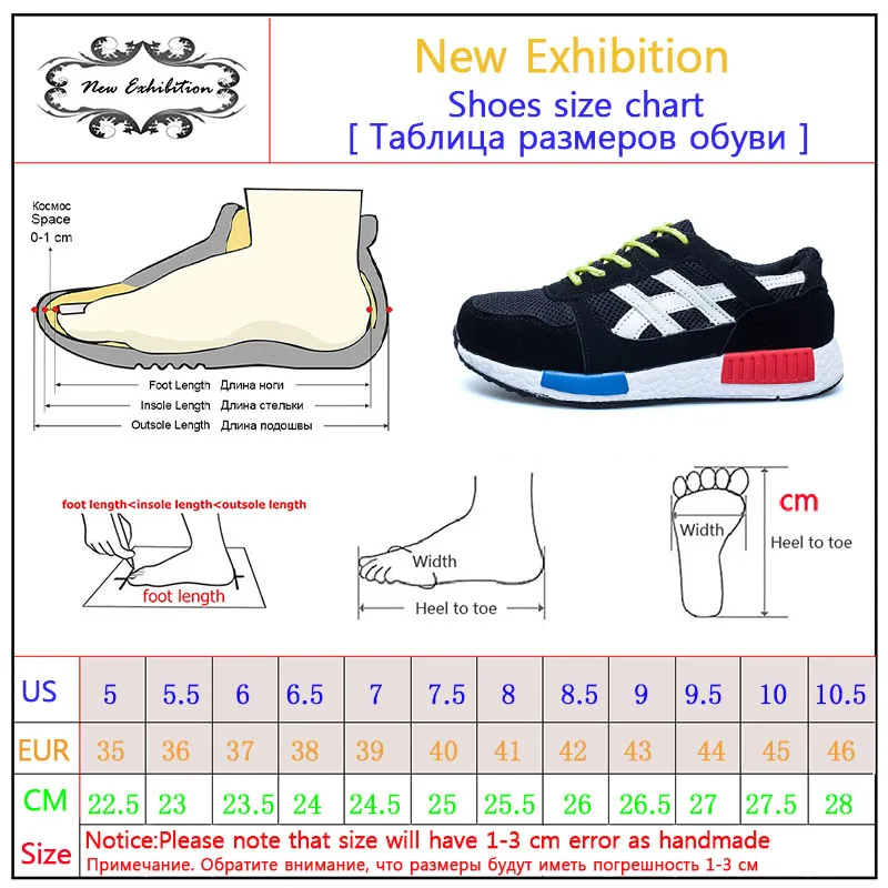 جديد معرض الرجال أحذية أمان الموضة تنفس شبكة أحذية السلامة الصلب تو أحذية عمل دائم واقية الأحذية size35-46