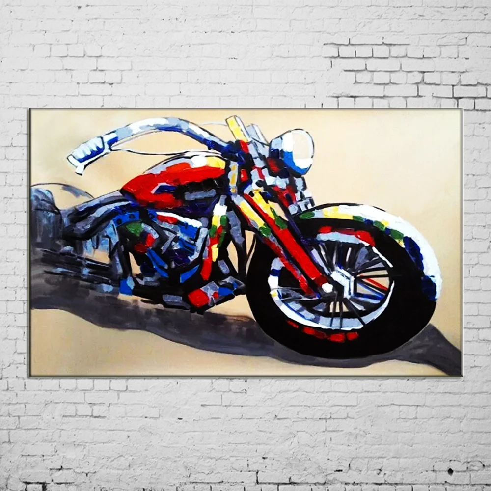 

New 2017 Handmade Wall Painting Motorcycle Paintings Cool Picture On Canvas Abstract Home Decor Landscape Oil Painting Pictures