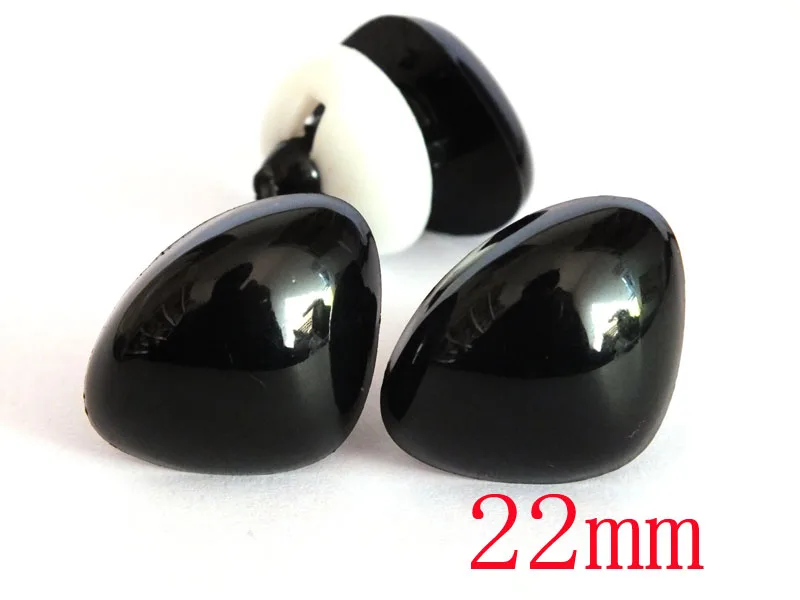 Spedizione gratuita!! 20 pezzi 22mm nasi di sicurezza triangolo nero, naso bambola carino, naso di plastica, naso giocattolo (con rondella)