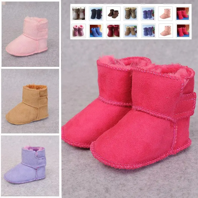 

New winter baby First Walkers infants warm shoes Faux fur girls baby booties Leather boy baby boots