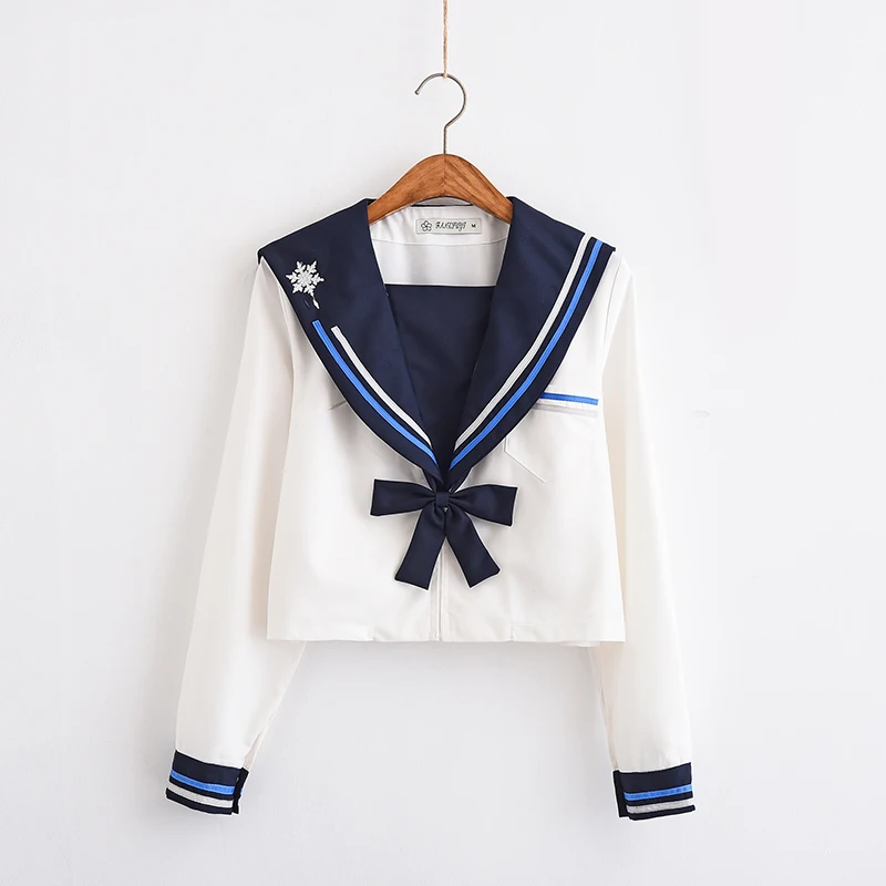 White School Girl Uniform Japanese Class Navy Sailor School Uniforms Students Clothes For Girls Anime COS Sailor Navy Suit