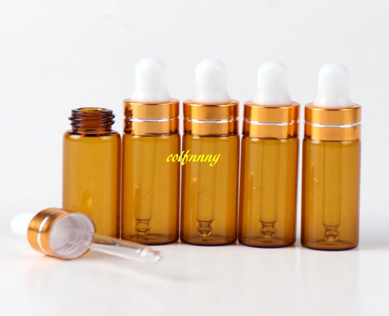 

4000pcs/lot 3ml Amber & transparent Glass Dropper bottle 5ml Mini Empty Glass essential Oil bottle With glass hose Glass vials