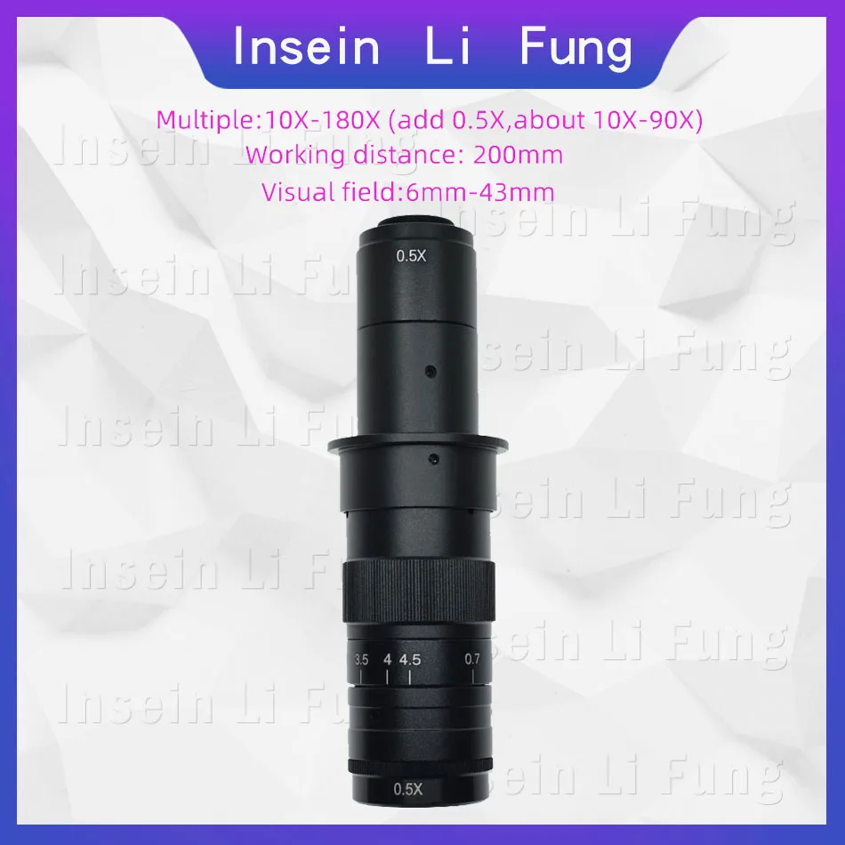 Adjustable Magnification 100X 180X 200X 300X 500X 1000X 25mm Zoom C Mount Lens For HDMI VGA USB Industry Video Microscope Camera