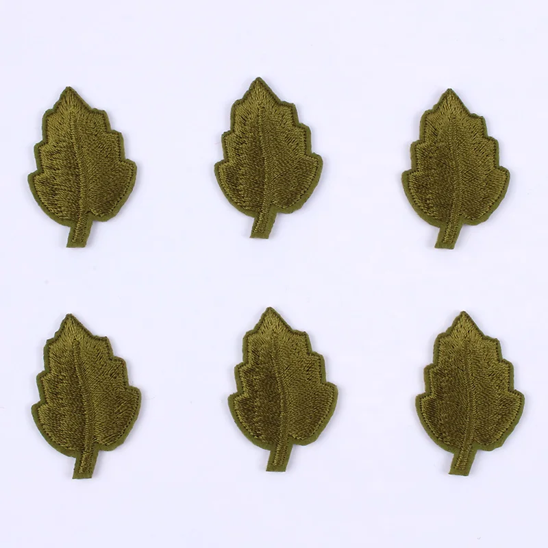 10pcs/lot Iron On Green Leaves Stickers Embroidered Patches for Garments Jeans Coats Socks Bags DIY Fabric Appliqued Sew Patch