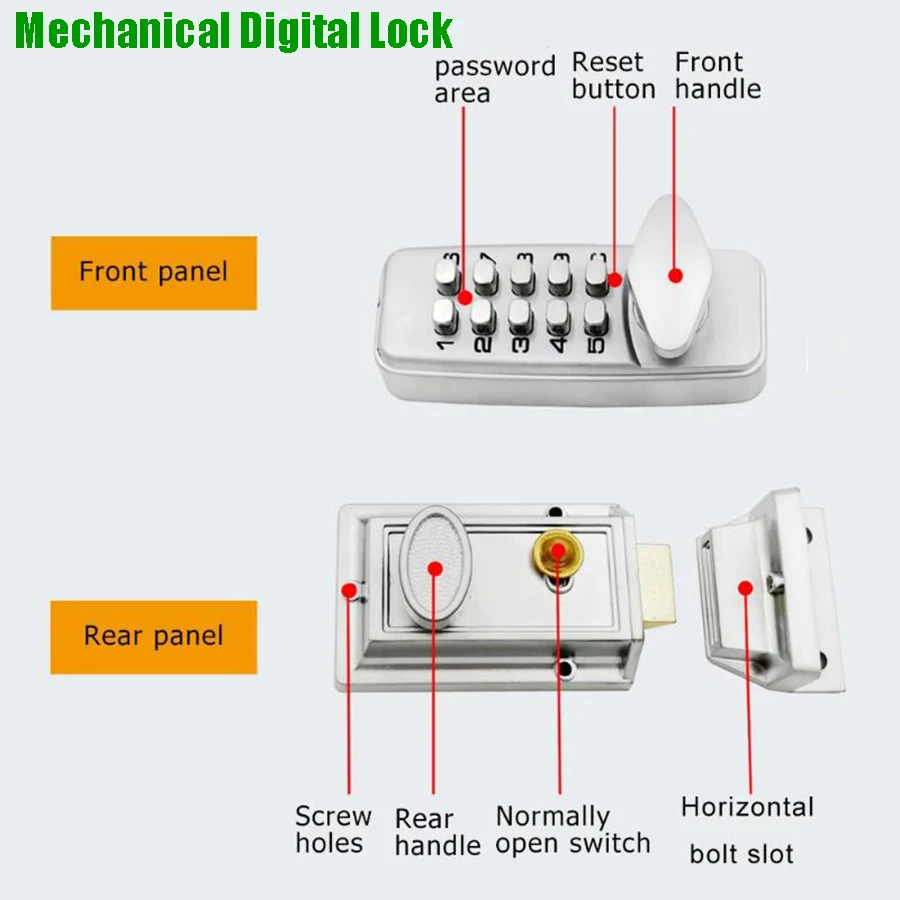 Mechanical Door Lock Keyless Deadbolt Digital Entry Door lock Zinc Alloy Wooden Door Gate Lock  Anti-Lock Anti-theft