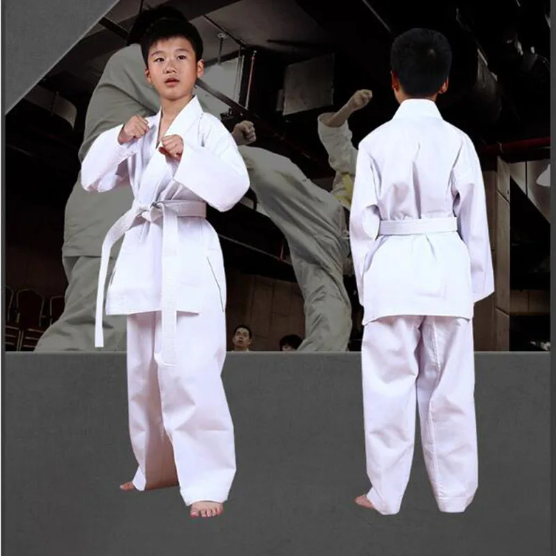 Karate Uniform Suit With Belts White Taekwondo Clothes For Team Student Kids Adult Karate Performance Training Fitness Clothing