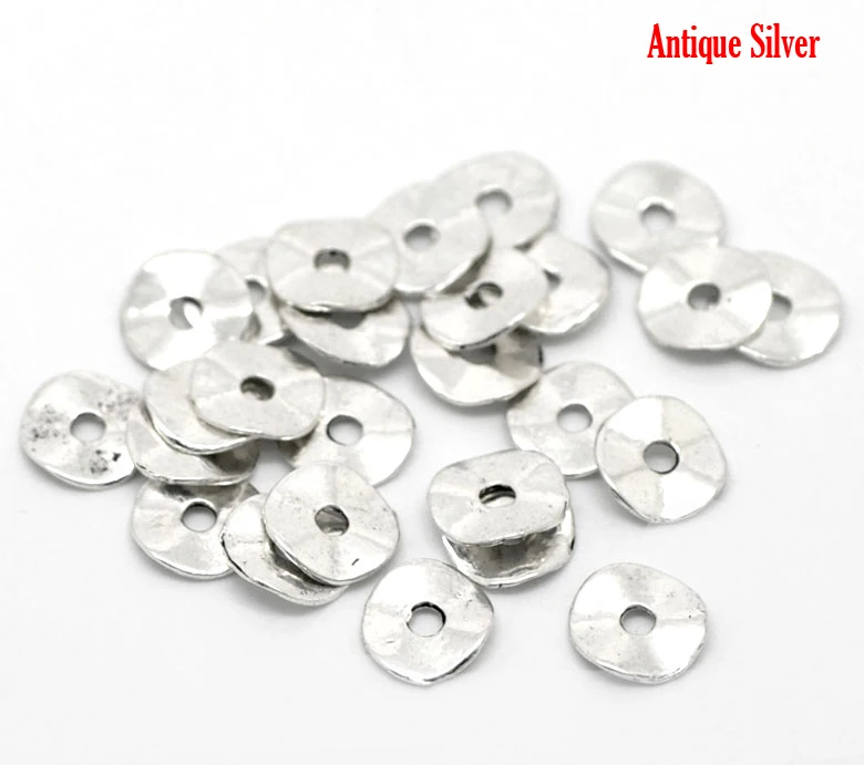 9mm Wavy Spacer Beads Disc Antique Silver Color Metal Loose Beads DIY Making Necklace Bracelets Jewelry Findings Gifts,200PCs