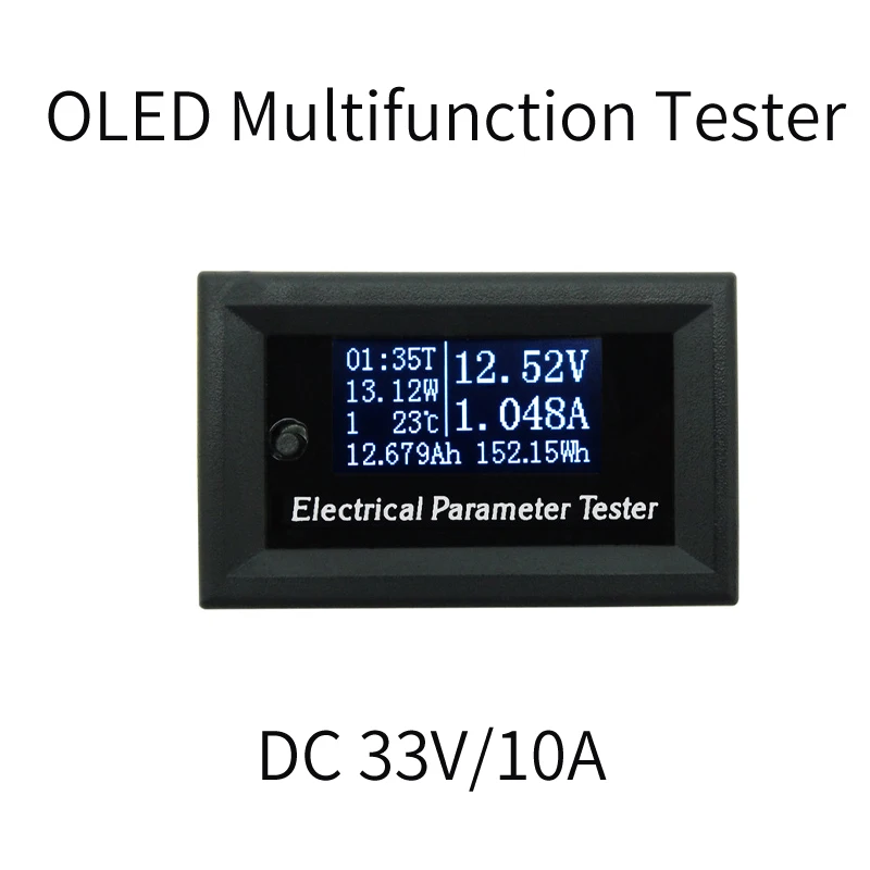 33v/10A 7in1 OLED Multifunction Tester Voltage current Time temperature capacity power voltmeter Ammeter electrical meter white