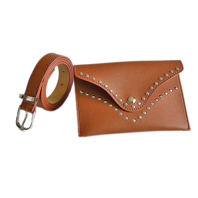 Quality Ladies PU Imitation Leather Small Waistband Belt Bag Fashion Brands 2018 Casual Nails Bags For Dresses Wallet Bg-700