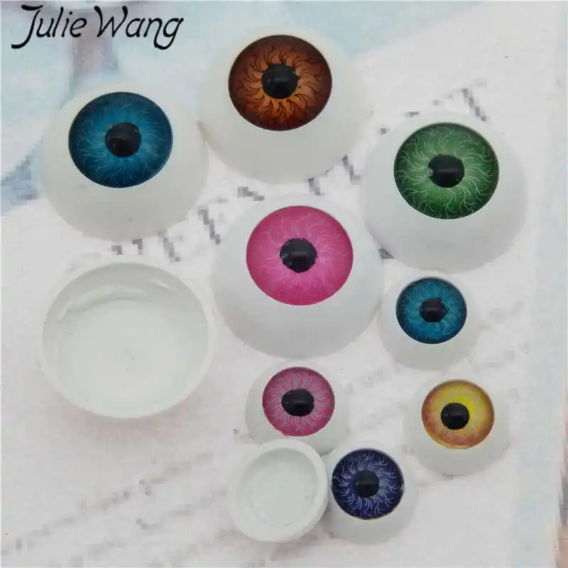 Julie Wang 10 PCS Rodada Globo Ocular Olhos Da Boneca de Plástico Cor Misturada Botões de Segurança Olhos Humanos Para A Tomada de Brinquedo Boneco De Pelúcia acessório