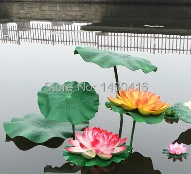 

2pcs 40cm=11inch Artificial Lotus Leaf with Stem Water Lily For DIY Garden Pool Decoration dance props