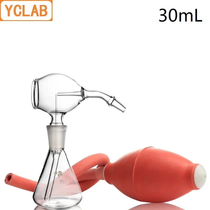 garrafa conica de vidro 30ml para cromatografia camada fina renderizacao de cor com bola de borracha equipamento de laboratorio 01