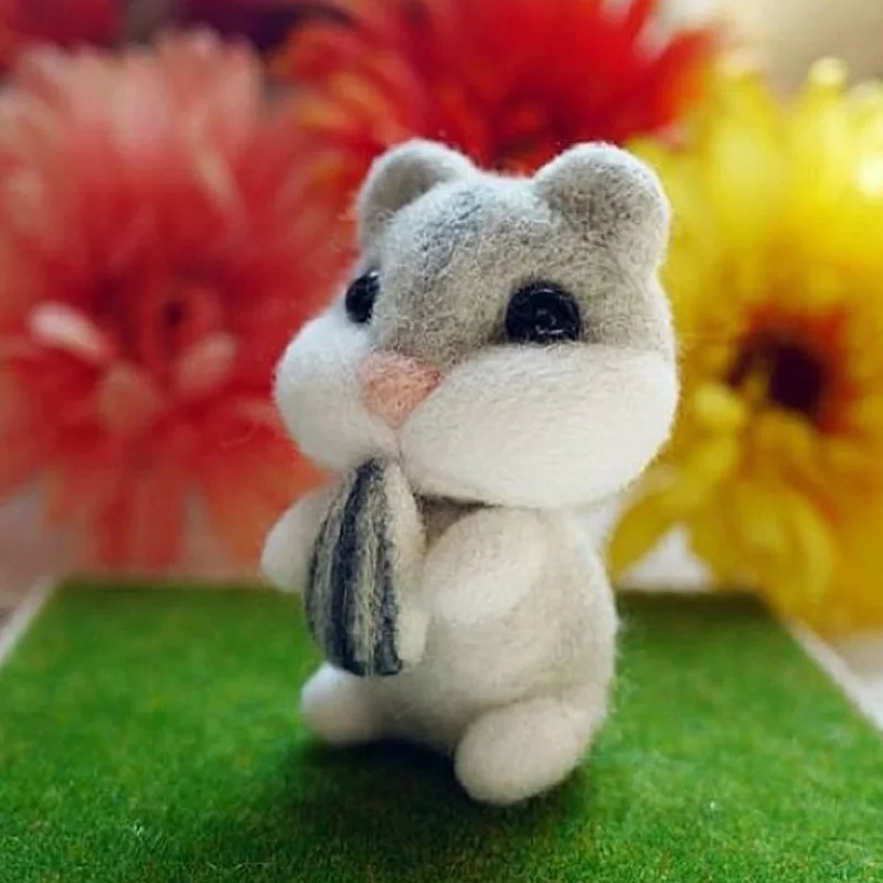 Non-Finished Felt Creative Cute Animal Panda bear pig hamster Toy Doll Wool Felt Poked Kitting Handcarft Wool Felting Material