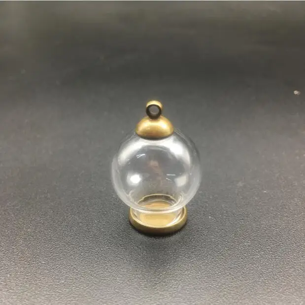 1set 20*12mm hollow glass globe with setting base beads cap set orb glass vials pendant glass bottle jewelry pendant 13 styles