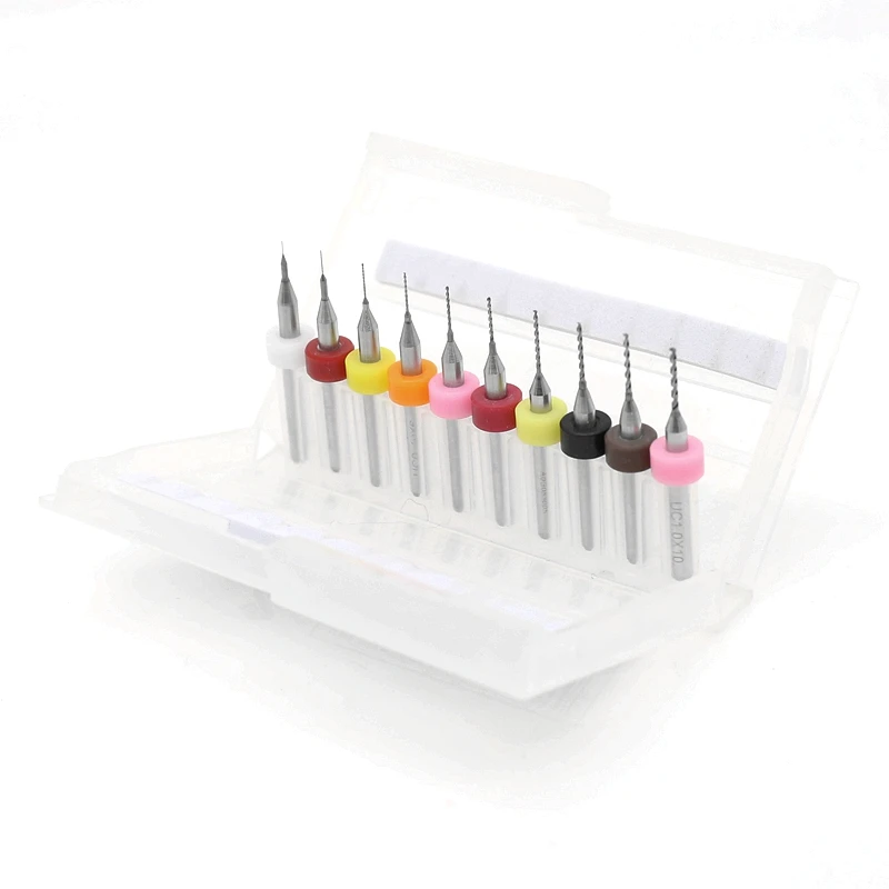 Hangxin 0.1-1.0mm 텅스텐 카바이드 pcb 드릴 10 pcs 나무 하드웨어 쥬얼리 드릴링 전동 공구 드릴 라우터 액세서리