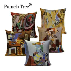 Vintage Decorative Cushion Covers Pablo Picasso Paintings Decor Pillows Starry Night Abstract Art Cushion Cover Linen Pillocase