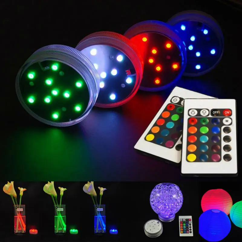 

4pcs/Lot Submersible Wedding Party light Base Vase Remote controlled tea light Floralytes Floral light-Multicolor