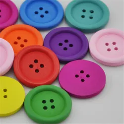 20/40pcs 25mm Colorful Round Wood Buttons 4Holes Sewing Crafts Accessories WB155