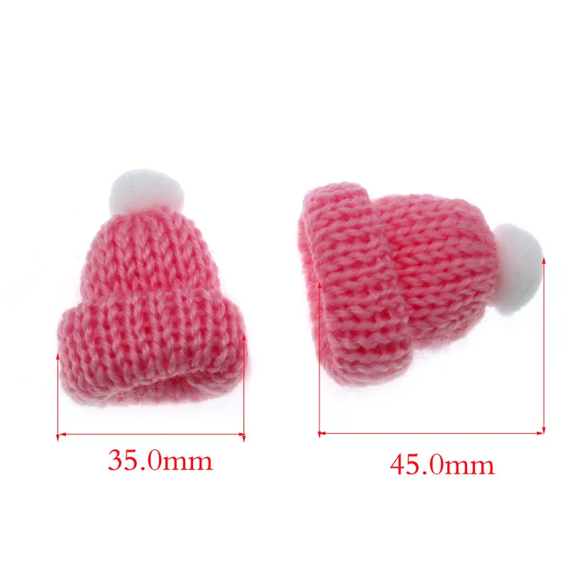 10Pcs Random mixing miniature crochet hat polyester hat for baby craft Sweater Badge Fashion Jewelry 35 x 45mm