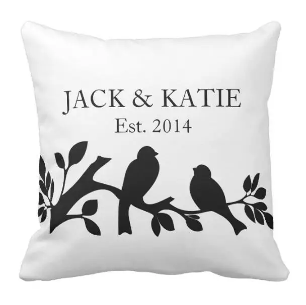 Nordic Personalized Wedding Engagement Gift Modern Love Birds Couple Velvet Decorative Cushion Cover Chic Throw Pillow Case 18